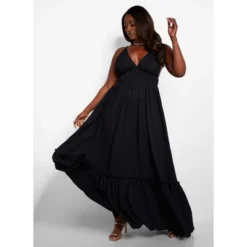 Rebdolls Women's Sasha Tiered Maxi A Line Dress - Black