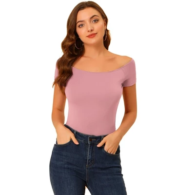 Allegra K Women's Short Sleeves Off The Shoulder Solid Crop Top - Image 9