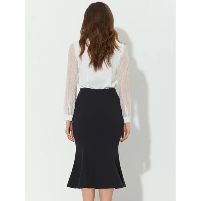 Allegra K Women's High Waist Ruffle Hem Fishtail Mermaid Midi Bodycon Skirt - Image 3