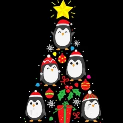 Women's Design By Humans Penguin Christmas Tree By NekoShop Racerback Tank Top
