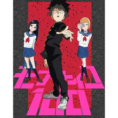 Mob Psycho 100 Characters & Logo Crew Neck Short Sleeve Charcoal Heather Women's Night Shirt