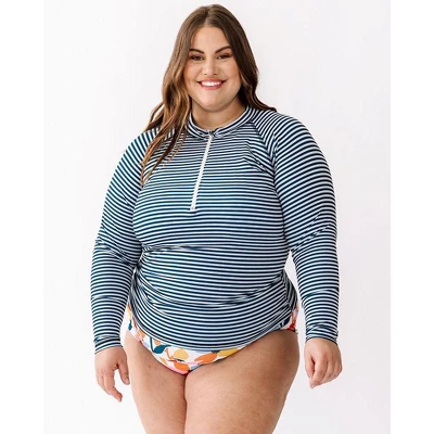 Lime Ricki Women's Indigo Stripe Rash Guard - Image 2