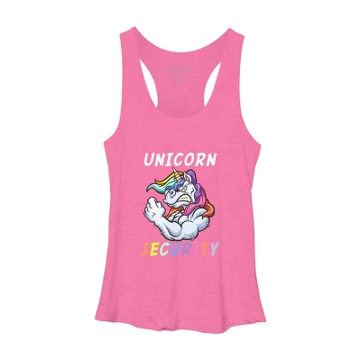 Women's Design By Humans Halloween Dad Mom Daughter Adult Costume - Unicorn Security By MINHMINH Racerback Tank Top - Image 3