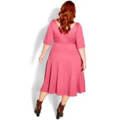 Women's Plus Size Cute Girl Elbow Sleeve Dress - Rosy | CITY CHIC