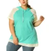 Agnes Orinda Women's Plus Size Hoodies Raglan Short Sleeve Drawstring Top