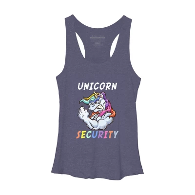 Women's Design By Humans Halloween Dad Mom Daughter Adult Costume - Unicorn Security By MINHMINH Racerback Tank Top - Image 4