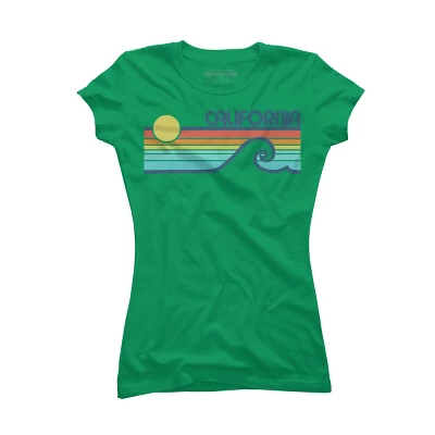 Junior's Design By Humans California Retro Sunset By LuckyU T-Shirt - Image 4