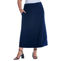 Womens Plus Size Foldover Maxi Skirt With Pockets