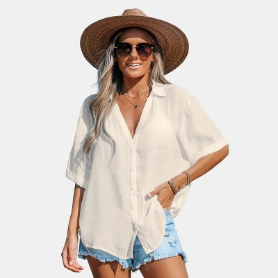 Women's Button-Front Cover Up Shirt - Cupshe - Image 7