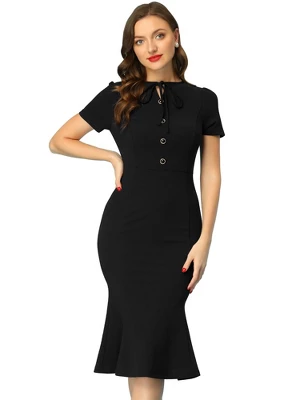 Allegra K Women's Vintage Work Dress Short Sleeve Mermaid Bodycon Dresses - Image 7