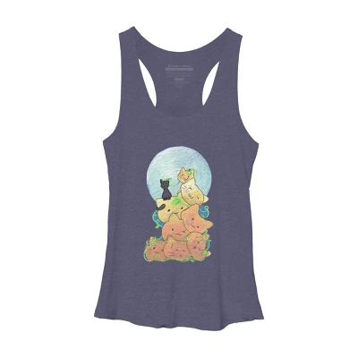 Women's Design By Humans Cat Pumpkin Pile By AwkwardDragon Racerback Tank Top - Image 5