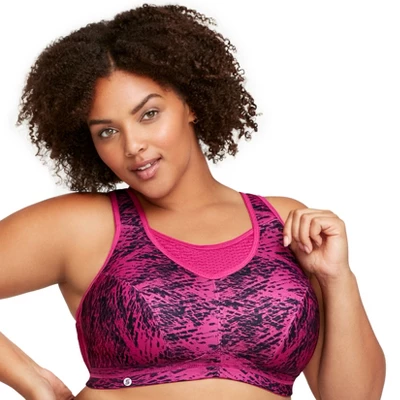 Glamorise Womens No-Bounce Camisole Elite Sports Wirefree Bra 1067 Fuchsia Print - Image 2