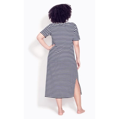 Women's Plus Size Stripe Nightdress - Navy | EVANS
