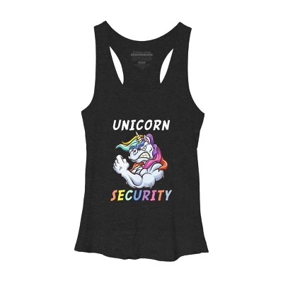 Women's Design By Humans Halloween Dad Mom Daughter Adult Costume - Unicorn Security By MINHMINH Racerback Tank Top - Image 9