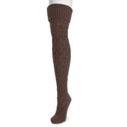 MUK LUKS Women's Chunky Cable Over The Knee Socks