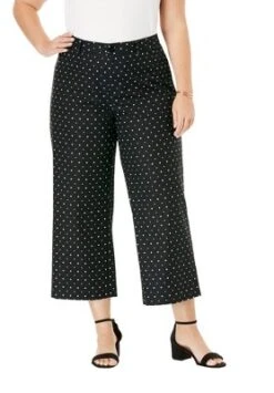 Jessica London Women’s Plus Size Wide-Leg Stretch Poplin Crop Pant