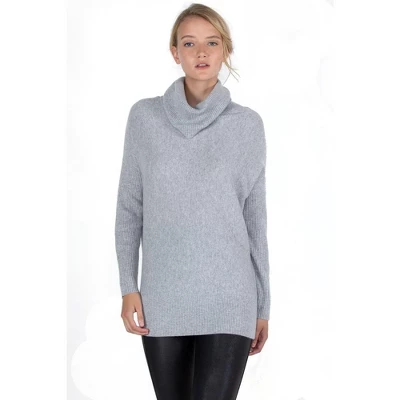 JENNIE LIU Women's 100% Pure Cashmere Cocoon Dolman Sleeve Cowlneck Sweater - Image 4