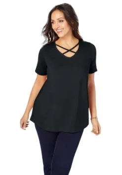 Jessica London Women’s Plus Size Crisscross Strap Tee