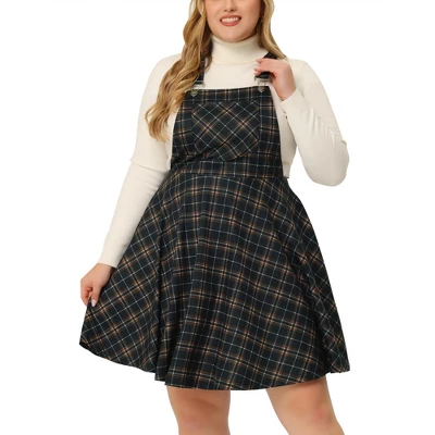 Agnes Orinda Women's Plus Size Elegant Chic Plaid Overalls Fashionable A Line Skirts - Image 6