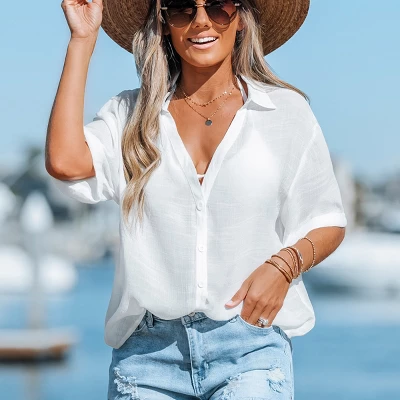 Women's Button-Front Cover Up Shirt - Cupshe - Image 3