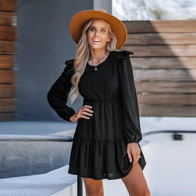 Women's Ruffled Long Sleeve Mini Dress - Cupshe - Image 3