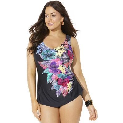 Swimsuits For All Women’s Plus Size Sarong Front One Piece Swimsuit - Image 11