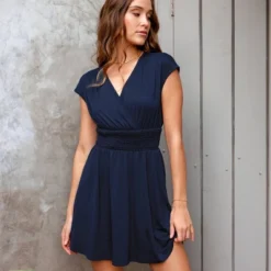 Women's Smocked Surplice Mini Dress -Cupshe