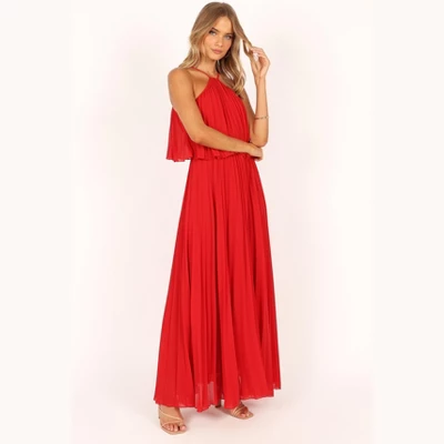 Petal And Pup Womens Gia Pleated Halterneck Maxi Dress - Image 6