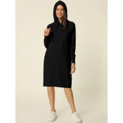 Seta T Womens' Casual Pullover Sweatshirt Long Sleeve Hoodie Dress With Pockets