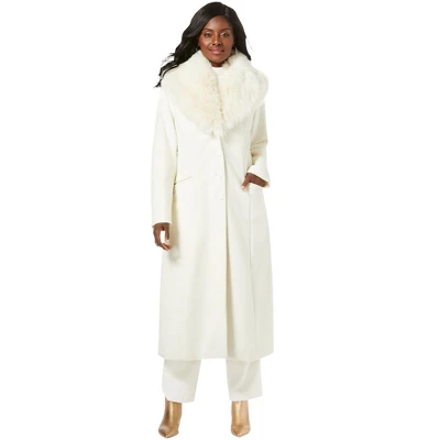Jessica London Women’s Plus Size Long Wool-Blend Coat With Faux Fur Collar - Image 4