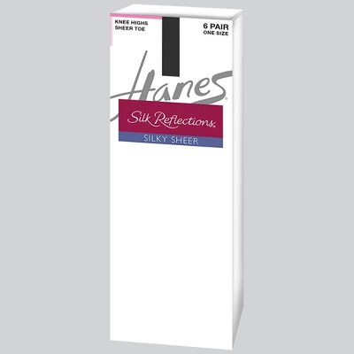 Hanes Silk Reflection Women's Sheer Toe 6pk Knee Highs One Size