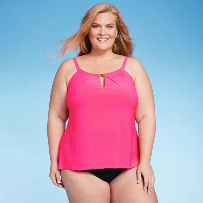 Women's UPF 50 High Neck Keyhole Tankini Top - Aqua Green® - Image 11