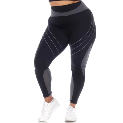 White Mark - Plus Size High-Waist Reflective Piping Fitness Leggings - Image 4