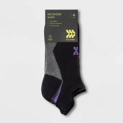 Women's Active Sole Cushioned 4pk No Show With Heel Tab Athletic Socks - All In Motion™ 4-10