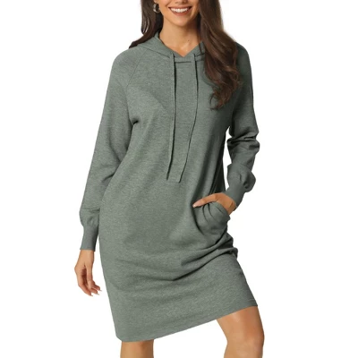 Seta T Womens' Casual Pullover Sweatshirt Long Sleeve Hoodie Dress With Pockets - Image 6
