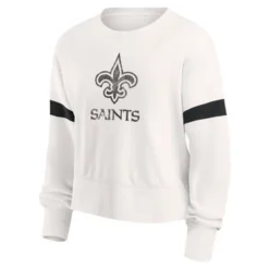 NFL New Orleans Saints Women's Primary Antique Long Sleeve Crew Fleece Sweartshirt