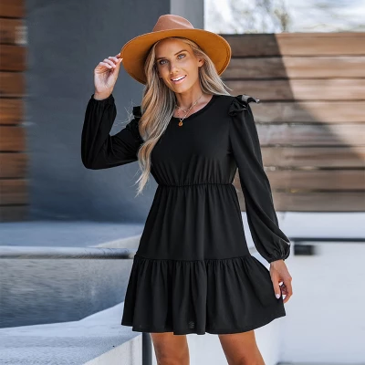 Women's Ruffled Long Sleeve Mini Dress - Cupshe - Image 5