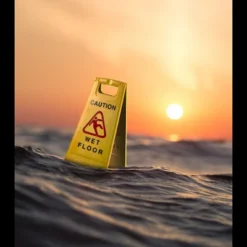 Women's Design By Humans Caution Wet Floor Floating In Ocean By Bomdesignz Racerback Tank Top