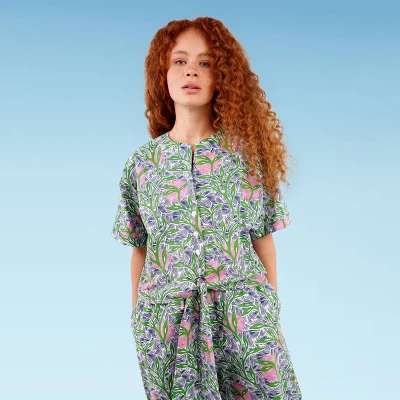 Liberty & Justice Women's Short Sleeve Tie-Front Cover Up Top