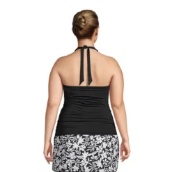 Lands' End Women's Chlorine Resistant Square Neck Halter Tankini Swimsuit Top