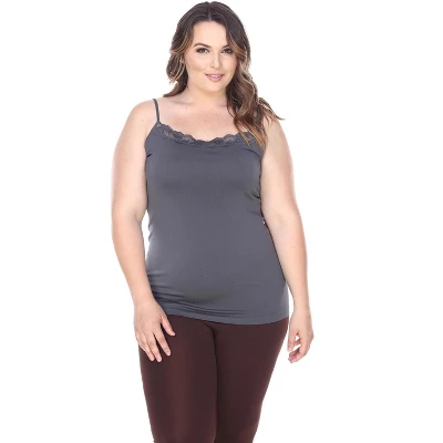 Women's Plus Size Lace Trim Tank Top - One Size Fits Most Plus - White Mark - Image 8