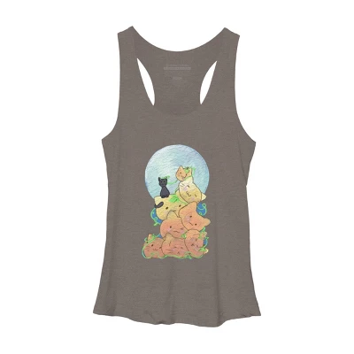 Women's Design By Humans Cat Pumpkin Pile By AwkwardDragon Racerback Tank Top - Image 4
