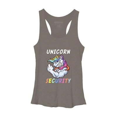 Women's Design By Humans Halloween Dad Mom Daughter Adult Costume - Unicorn Security By MINHMINH Racerback Tank Top - Image 10