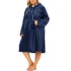 Agnes Orinda Women's Plus Size Flannel Hoodie Pocket Midi Nightgowns
