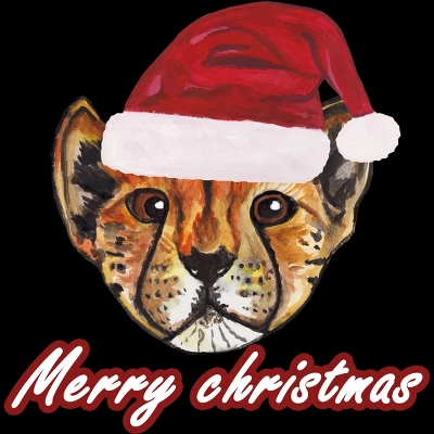 Junior's Design By Humans Christmas Cheetah By Susserain T-Shirt