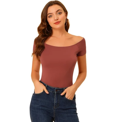 Allegra K Women's Short Sleeves Off The Shoulder Solid Crop Top - Image 10