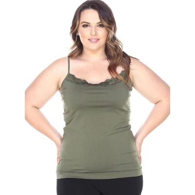 Women's Plus Size Lace Trim Tank Top - One Size Fits Most Plus - White Mark - Image 10