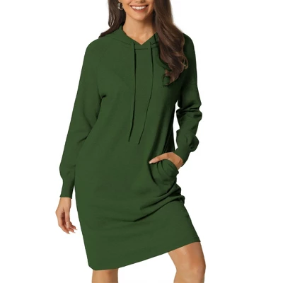 Seta T Womens' Casual Pullover Sweatshirt Long Sleeve Hoodie Dress With Pockets - Image 8