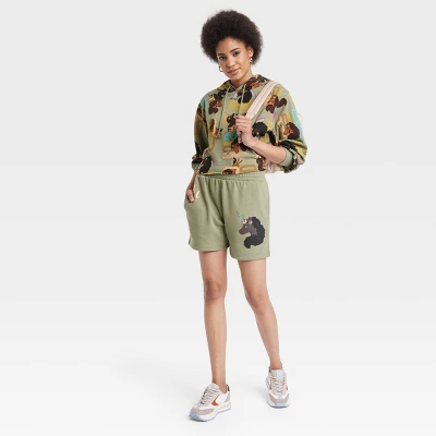 Women's Afro Unicorn Graphic Shorts - Green - Image 2