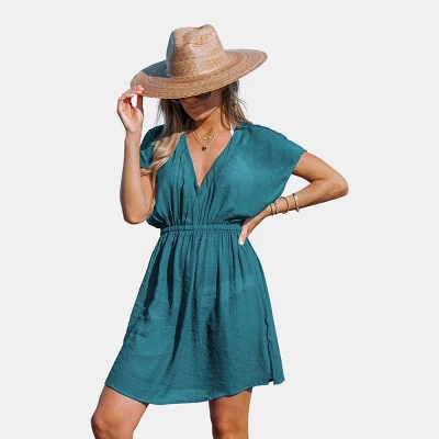 Women's Elastic Beachwear Short Sleeve Cover Up -Cupshe - Image 7